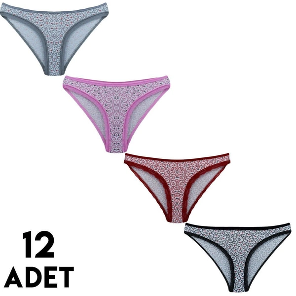 Desenli Rita Bayan Bikini Külot 12'li Tutku 0586