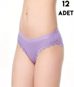 Yanları Dantel Işık Kadın Bikini Külot 12Li Tutku 0772