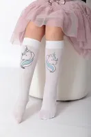 Unicorn Çocuk Dizaltı Çorap Beyaz Daymod D2242019 Beyaz