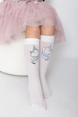 Daymod Unicorn Çocuk Dizaltı Çorap Beyaz Daymod D2242019 - Alternatif Görünüm
