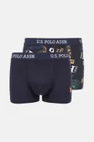U.s. Polo Assn Erkek 2li Düz Lacivert ve Baskılı Boxer 80476 Lacivert