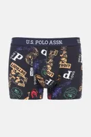 U.s. Polo Assn Erkek 2li Düz Lacivert ve Baskılı Boxer 80476 Lacivert farklı açı