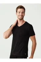 U.S. Polo Assn. Erkek Battal Siyah 2Li V Yaka T-shirt 90001 Siyah görsel 8