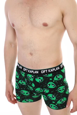 Çift Kaplan Uzaylı Desenli Dijital Baskı Çift Kaplan Erkek Boxer 796