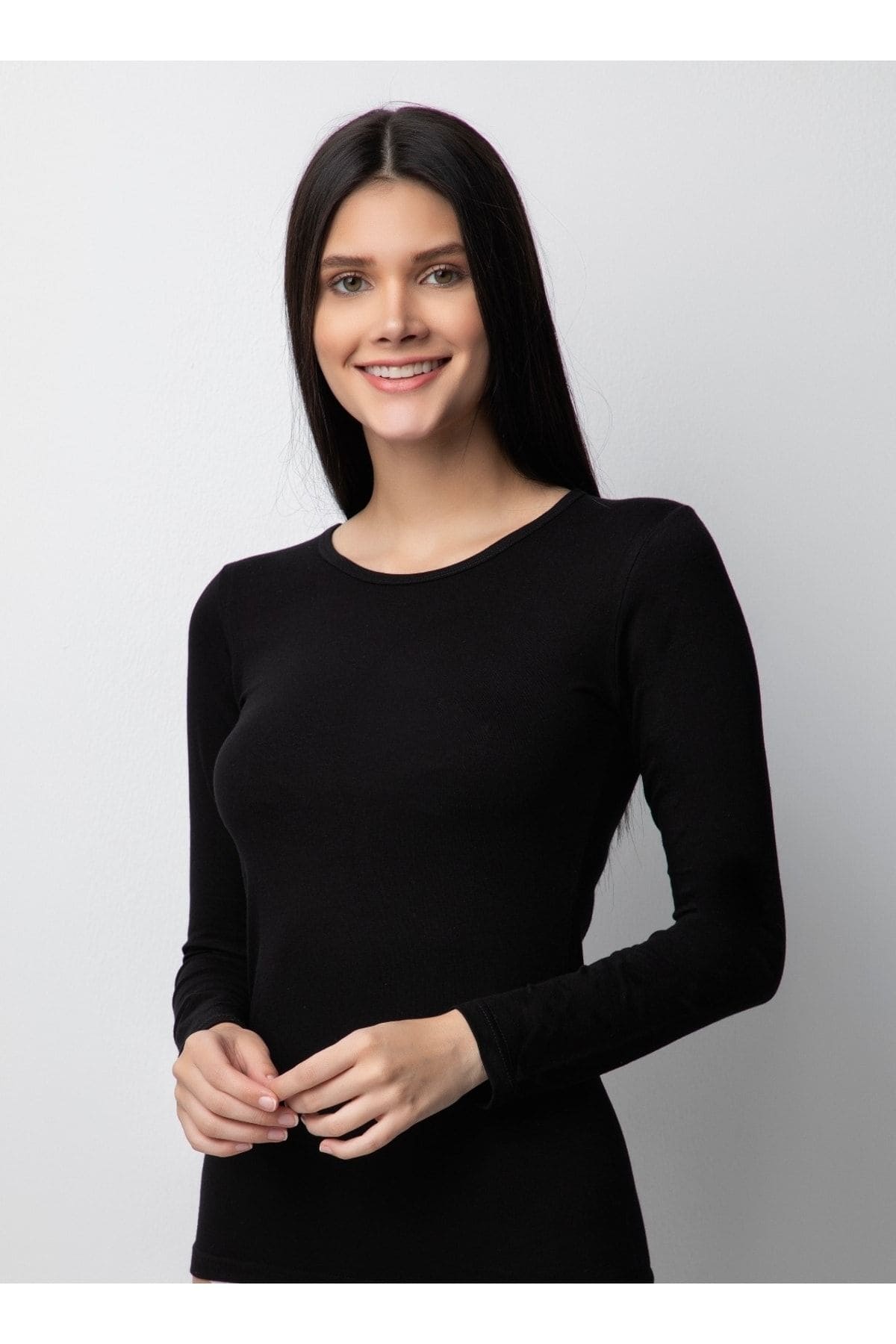 Uzun Kollu Bisiklet Yaka Kadın Body Donex 3225