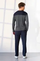 Uzun Kollu Cepli Gri Lacivert Erkek Pijama Takımı Doreanse 25K4532 Gri detay görünüm
