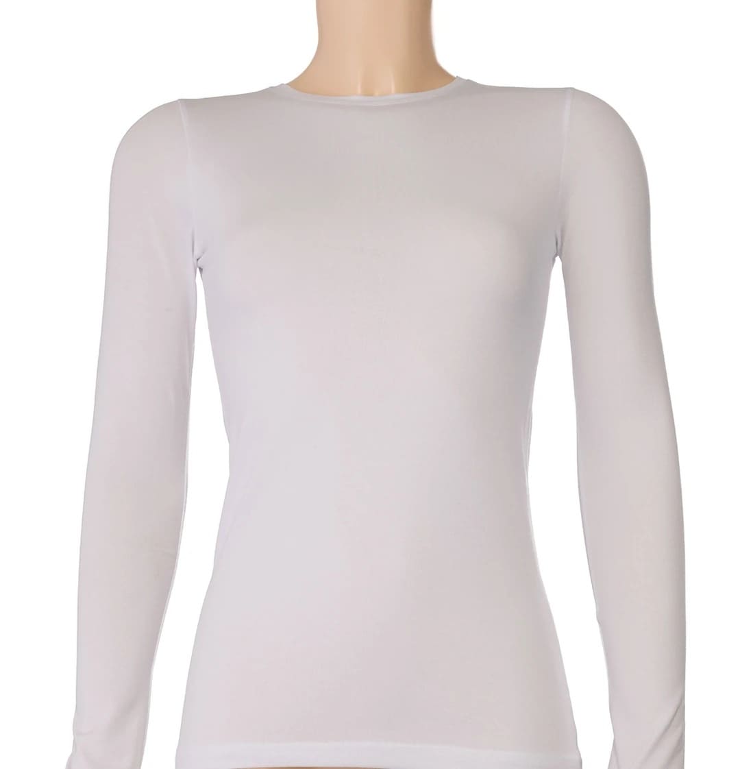 Uzun Kollu Kadın Beyaz 3'lü Paket Likralı T-Shirt Yıldız 2145