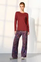 Uzun Kollu Kırmızı Desenli Kadın Pijama Takımı Doreanse 25K4035