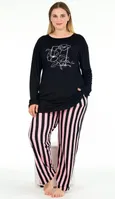 Uzun Kollu Lacivert Büyük Beden Viskon Pijama Takımı Lady 11382 Lady 11382 Lacivert detay görünüm
