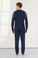 Uzun Kollu Lacivert Düğmeli Erkek Pijama Takımı Doreanse 25K4534 detay görünüm