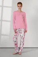 Uzun Kollu Pembe Çiçek Desenli Kadın Pijama Takımı Doreanse 25K4032