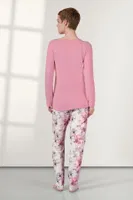 Uzun Kollu Pembe Çiçek Desenli Kadın Pijama Takımı Doreanse 25K4032 detay görünüm