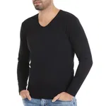 Uzun Kollu Siyah V-Yaka Modal Erkek T-Shirt Yıldız 341 Siyah