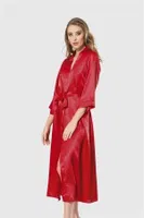 Uzun Saten Sabahlık Ahu Lingerie 7472 Kırmızı farklı açı