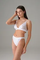 V Kesim Tül Detaylı Yüksek Bel Kadın Slip Doreanse 7153 Beyaz
