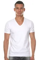 V Yaka Beyaz Erkek T-shirt Darkzone DZN8612