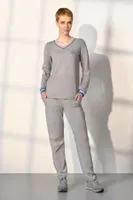 V Yaka Kadın Gri Cepli Pijama Takımı Doreanse 25K4044