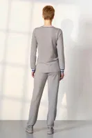V Yaka Kadın Gri Cepli Pijama Takımı Doreanse 25K4044 detay görünüm