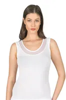 V Yaka Tüllü Modal Pamuklu Kalın Askılı Kadın Atlet Özkan 22848  Beyaz görsel 9