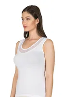 V Yaka Tüllü Modal Pamuklu Kalın Askılı Kadın Atlet Özkan 22848  Beyaz görsel 11