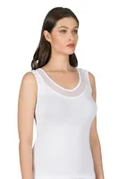 V Yaka Tüllü Modal Pamuklu Kalın Askılı Kadın Atlet Özkan 22848  Beyaz görsel 12