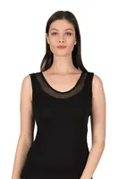 V Yaka Tüllü Modal Pamuklu Kalın Askılı Kadın Atlet Özkan 22848  Siyah görsel 5