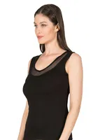 V Yaka Tüllü Modal Pamuklu Kalın Askılı Kadın Atlet Özkan 22848  Siyah görsel 7