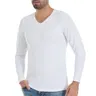 V-Yaka Uzun Kollu Modal Erkek Beyaz T-Shirt Yıldız 340
