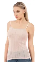 Viskon Transferli Ribana Esnek İp Askılı Örme Kadın Atlet Özkan 27106  Somon görsel 12
