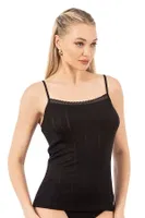 Viskon Transferli Ribana Esnek İp Askılı Örme Kadın Atlet Özkan 27106  Siyah detay görünüm