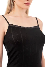 Özkan Viskon Transferli Ribana Esnek İp Askılı Örme Kadın Atlet Özkan 27106 