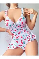Vişne Desenli Fantezi Babydoll Nightlight 1047 Beyaz görsel 4