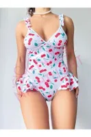 Vişne Desenli Fantezi Babydoll Nightlight 1047 Beyaz görsel 5