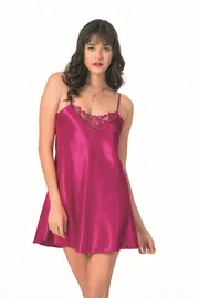 Ahu Lingerie Vişne Kısa Saten Gecelik Ahu Primoda Prm-5