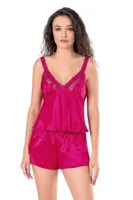 Vişne Saten Babydoll Şort Takımı Ahu Lingerie Primoda 9130 Bordo
