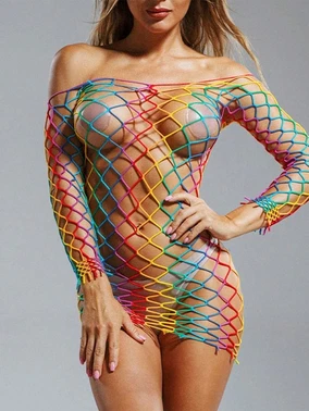 Vivaldy Geniş File Rengarenk Fantazi Elbise Vücut Çorabı Vivaldy 4540 - Alternatif Görünüm