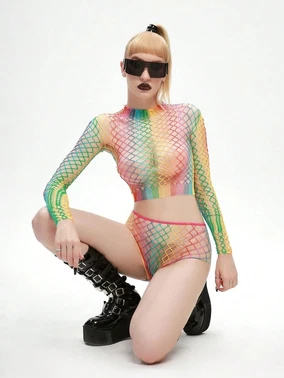 Vivaldy Fantazi Gökkuşağı Fileli Vücut Çorabı Vivaldy 4550 - Alternatif Görünüm