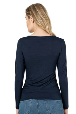 Özkan Worteks Viskon Kumaş Esnek Rahat Yakası Pul Nakışlı Uzun Kollu Bluz Özkan 7429 - Alternatif Görünüm