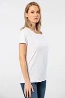 Bisiklet Yaka Pamuklu Kısa Kollu Kadın Tshirt Wtshirt London detay görünüm