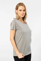 Kısa Kollu Bisiklet Yaka Gri Kadın Tshirt Wtshirt London Gri detay görünüm