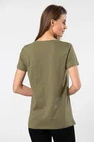 Düz Kesim Kısa Kollu Wtshirt London Kadın Tshirt farklı açı
