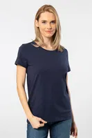 Wtshirt London Pamuklu Kısa Kollu Kadın Tshirt Lacivert detay görünüm