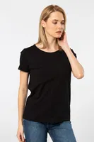Pamuklu Siyah Kısa Kollu Kadın Tshirt Wtshirt London Siyah detay görünüm