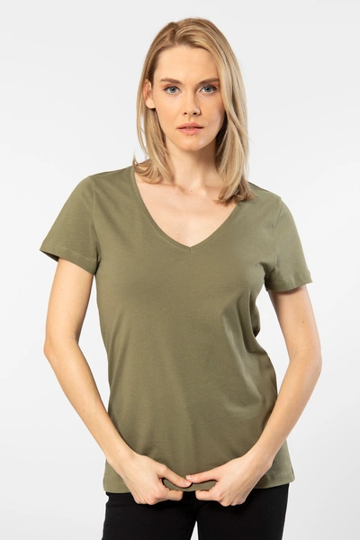 Wtshirt Milano Derin V Yaka Pamuklu Kadın Tshirt