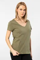 Wtshirt Milano Derin V Yaka Pamuklu Kadın Tshirt detay görünüm