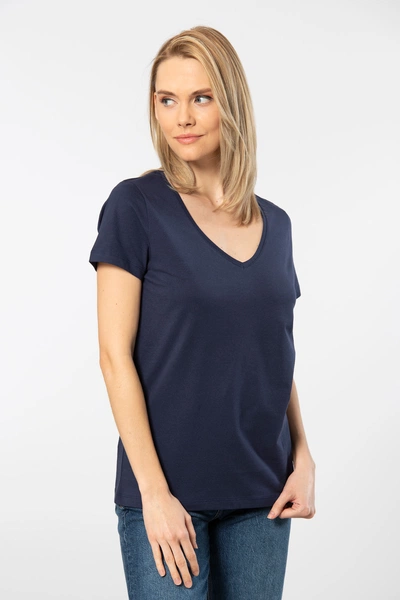Lacivert Derin V Yaka Kadın Tshirt Wtshirt Milano