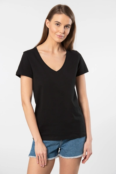 Pamuklu Derin V Yaka Kadın Tshirt Wtshirt Milano Wtshirt