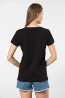 Pamuklu Derin V Yaka Kadın Tshirt Wtshirt Milano Wtshirt Siyah farklı açı