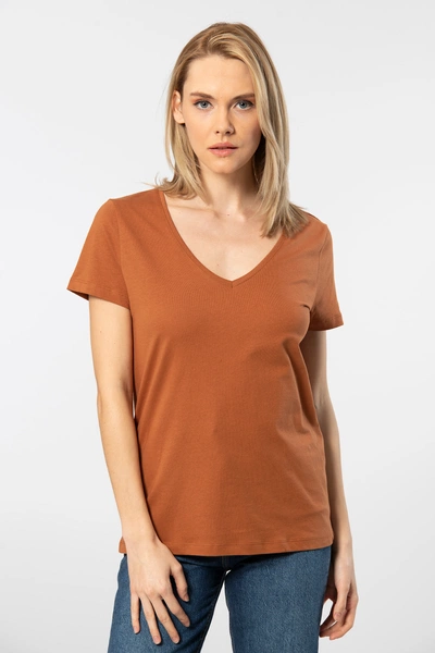 Derin V Yaka Kısa Kollu Kadın Tshirt Wtshirt Milano