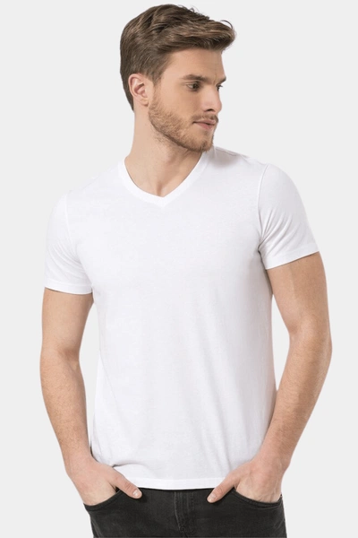 Kısa Kollu V Yaka Pamuklu Erkek Wtshirt New York